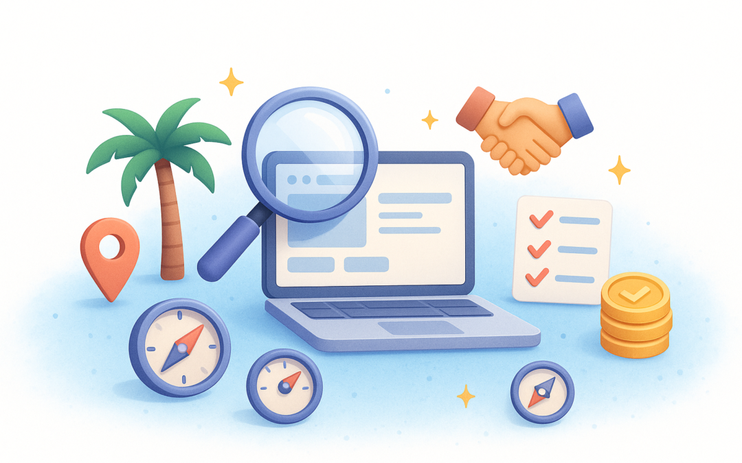 Consultor SEO y diseñador web freelance analizando opciones en Ibiza