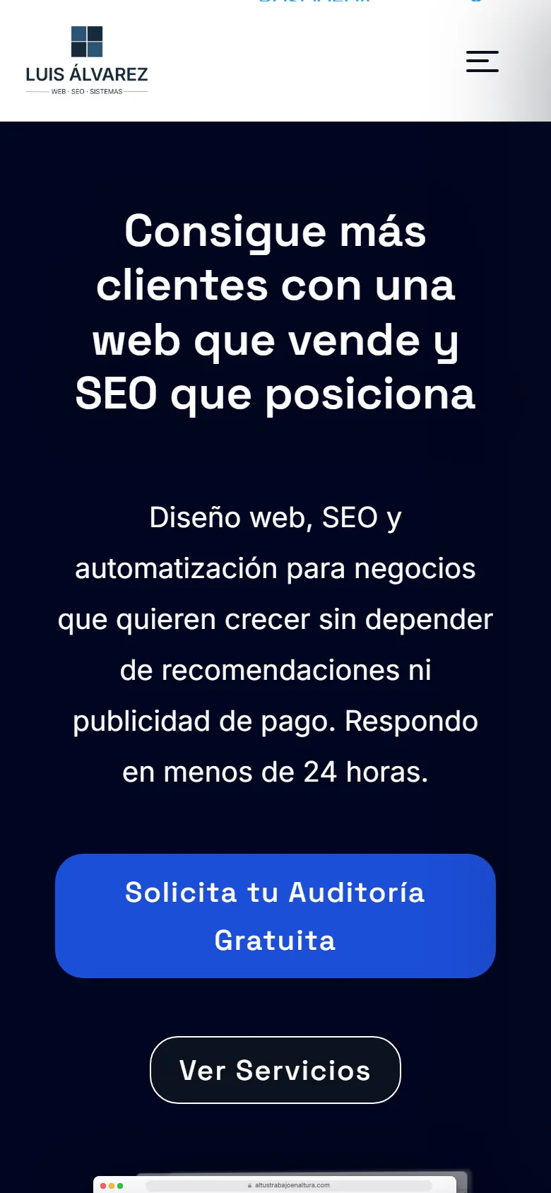 Antes: la portada en el móvil