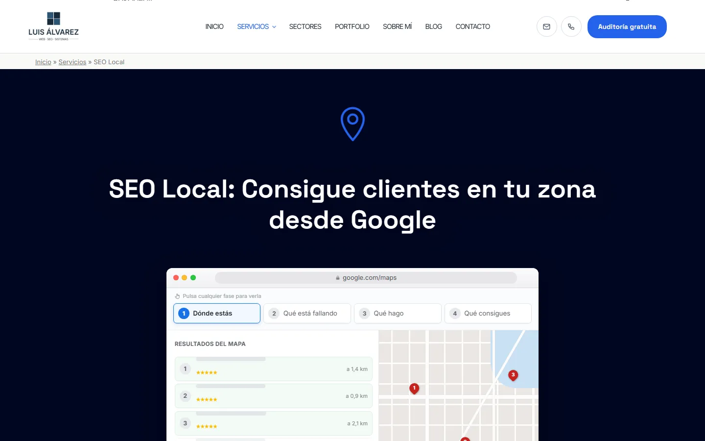 Antes: la página de SEO local