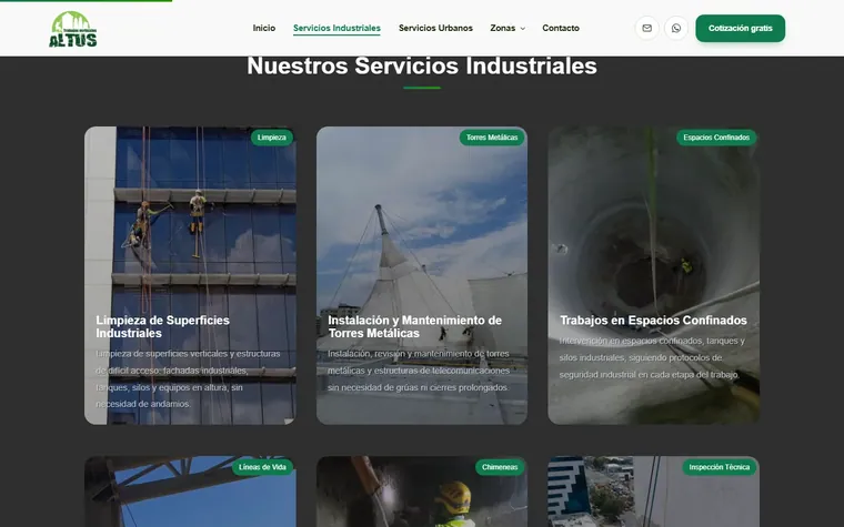 Los servicios, con fotos reales: Cada trabajo explicado con imágenes de la propia empresa.