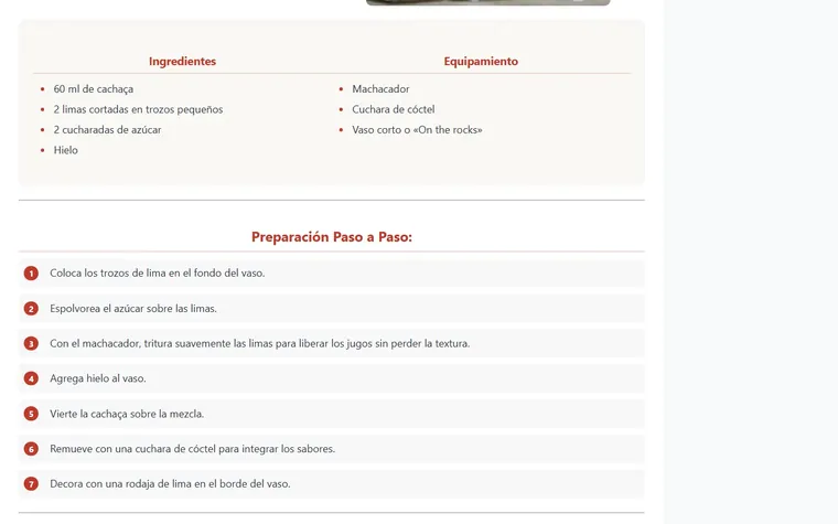 Una receta por dentro: Ingredientes, utensilios y el paso a paso numerado.